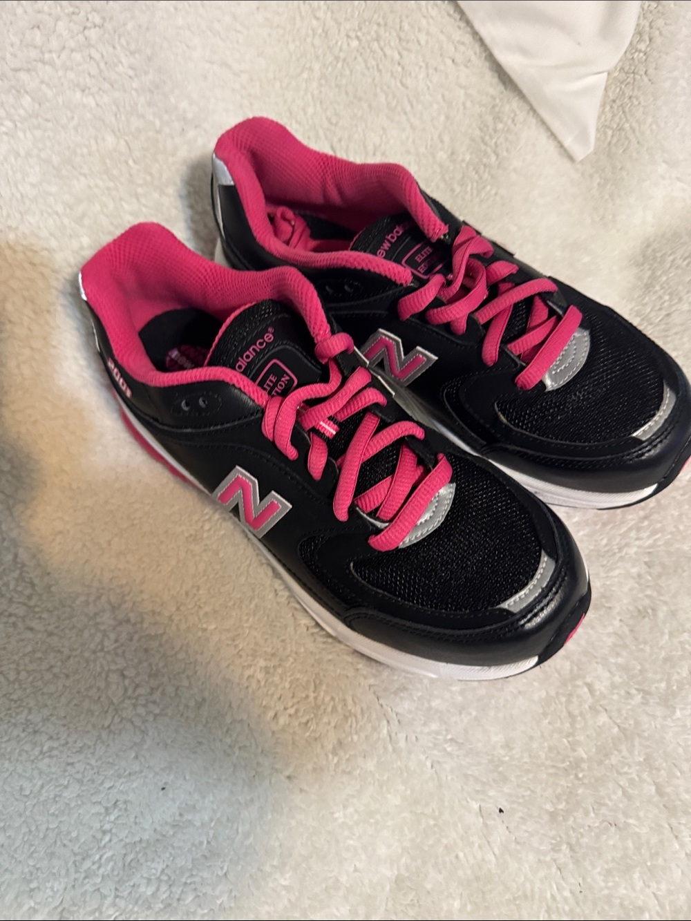 New Balance Kids Black and Pink Athletic Sneakers